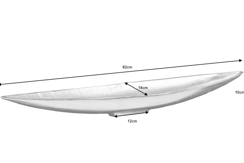 Handgearbeitete Deko Schale SILVER LEAF 80cm silber Aluminium