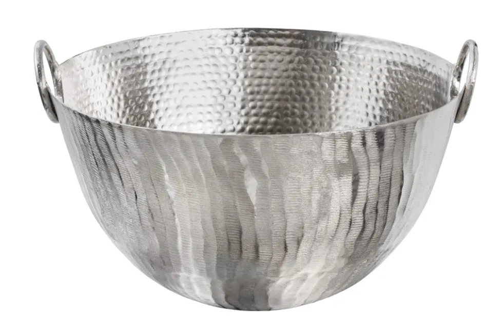 Handgearbeitete Deko Schale ORIENT 40cm silber Metall Hammerschlag Design
