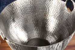 Handgearbeitete Deko Schale ORIENT 40cm silber Metall Hammerschlag Design