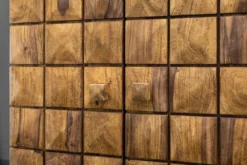 Handgearbeiteter Barschrank MOSAICO 130cm braun Sheeshamholz stone finish 3D Effekt