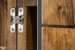 Handgearbeiteter Barschrank MOSAICO 130cm braun Sheeshamholz stone finish 3D Effekt