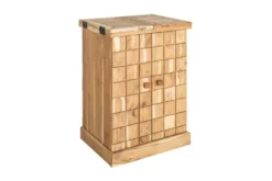 Handgearbeiteter Barschrank MOSAICO 130cm Akazie Massivholz 3D Effekt