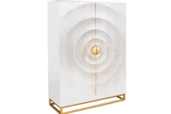 Handgearbeiteter Barschrank GOLDEN SUNSET 140cm weiß gold Mangoholz massiv