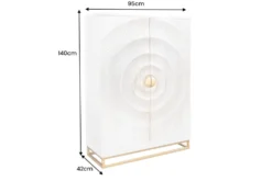 Handgearbeiteter Barschrank GOLDEN SUNSET 140cm weiß gold Mangoholz massiv