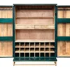 Handgearbeiteter Barschrank GOLDEN SUNSET 140cm türkis Mangoholz massiv