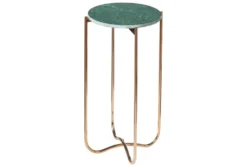 Handgearbeiteter Beistelltisch NOBLE I 35cm grün Marmor abnehmbare Tischplatte rund