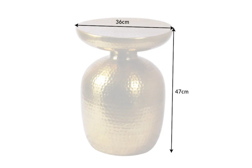 Handgearbeiteter Beistelltisch ORIENT 50cm gold Hammerschlag Design
