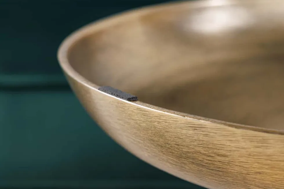 Handgearbeiteter Beistelltisch ELEMENTS 55cm gold grün Marmor rund