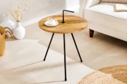 Handgearbeiteter Beistelltisch SIMPLY CLEVER 60cm natur Mangoholz mit Griff