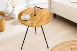 Handgearbeiteter Beistelltisch SIMPLY CLEVER 60cm natur Mangoholz mit Griff
