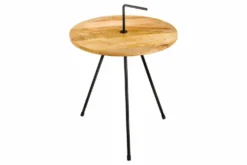 Handgearbeiteter Beistelltisch SIMPLY CLEVER 60cm natur Mangoholz mit Griff