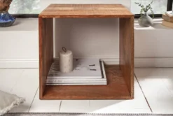 Handgearbeiteter Beistelltisch MAKASSAR 45cm natur Mangoholz Massivholz Nachttisch Regal