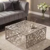 Handgearbeiteter Couchtisch ABSTRACT 60cm Alu silberfarbig im Gap Design