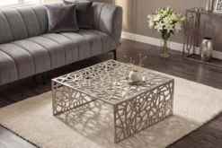 Handgearbeiteter Couchtisch ABSTRACT 60cm Alu silberfarbig im Gap Design