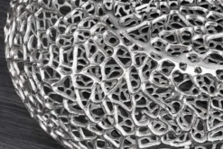 Handgearbeiteter Couchtisch ORGANIC 120cm silber Metall Blatt-Design mit Stauraum