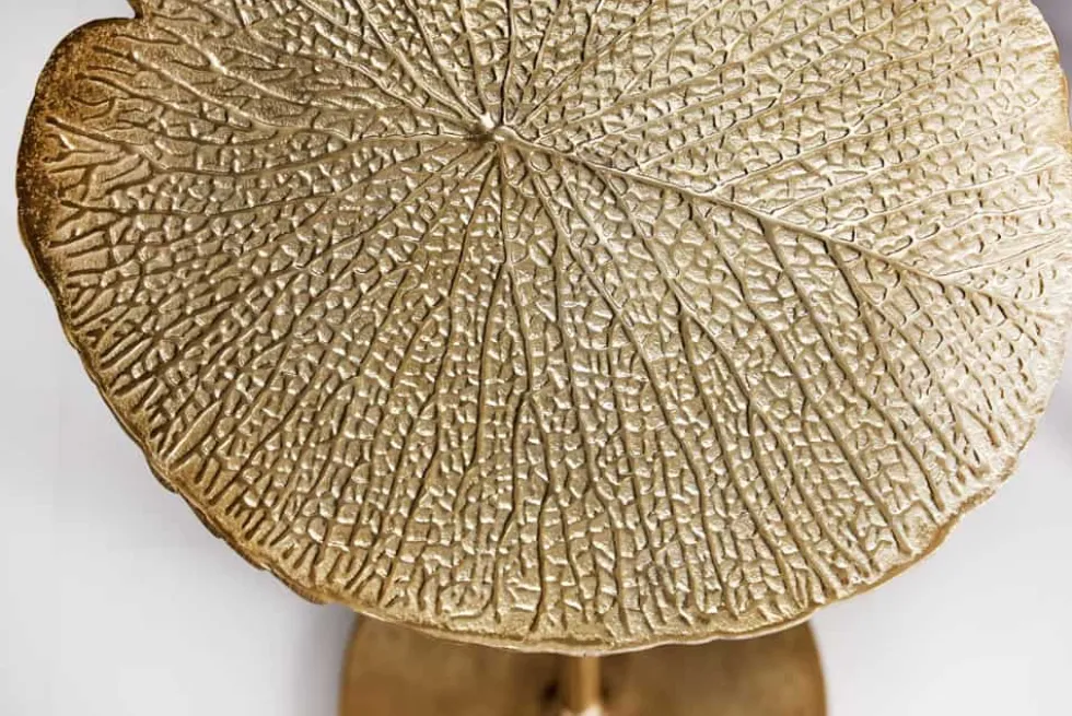 Handgearbeiteter Design Beistelltisch ABSTRACT LEAF 40cm gold