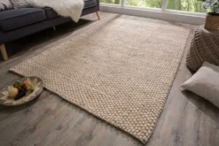 Handgearbeiteter Teppich WOOL 240x160cm beige aus Wolle