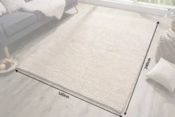 Handgearbeiteter Teppich WOOL 240x160cm beige aus Wolle