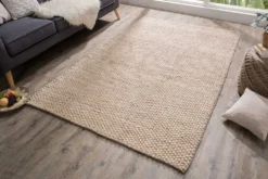 Handgearbeiteter Teppich WOOL 240x160cm beige aus Wolle