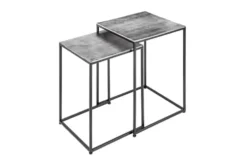 Handgearbeitetes Beistelltisch 2er Set ELEMENTS 40cm silber schwarz Couchtisch