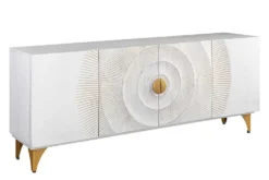 Handgearbeitetes Sideboard GOLDEN SUNSET 180cm weiß gold Mangoholz Metallbeine