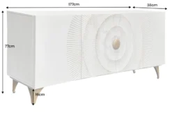 Handgearbeitetes Sideboard GOLDEN SUNSET 180cm weiß gold Mangoholz Metallbeine