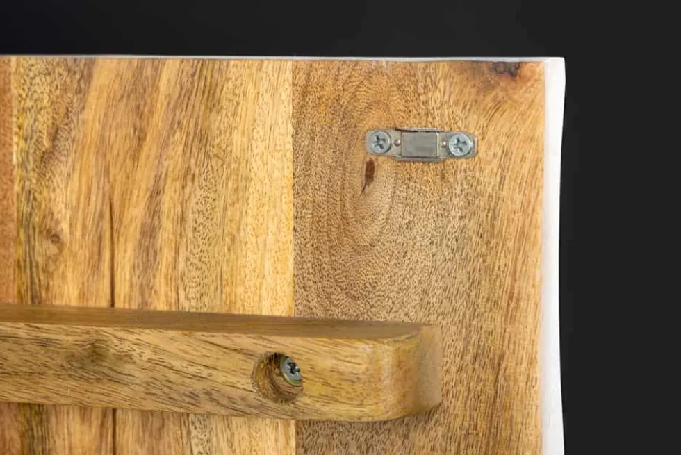 Handgearbeitetes Sideboard GOLDEN SUNSET 140cm weiß mit 3D Schnitzereien gold Mangoholz Metallbeine
