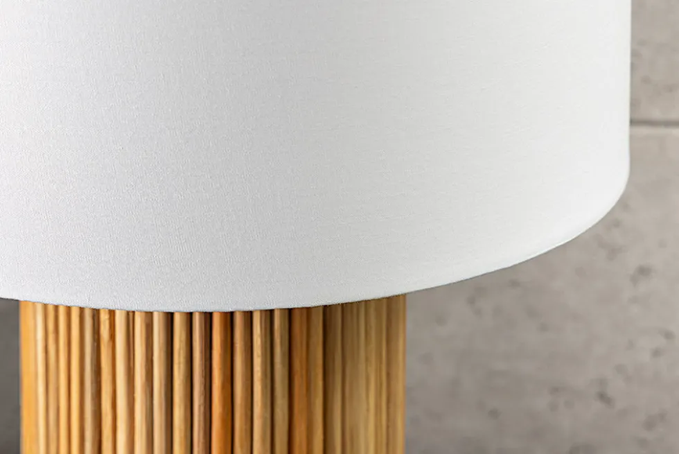Handgearbeitete Tischlampe GATSBY 50cm natur weiß Weiden- und Kiefernholz