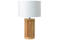 Handgearbeitete Tischlampe GATSBY 50cm natur weiß Weiden- und Kiefernholz
