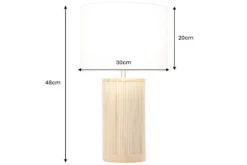 Handgearbeitete Tischlampe GATSBY 50cm natur weiß Weiden- und Kiefernholz