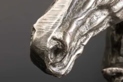 Handgearbeitete Tischlampe CABALLO 60cm silber schwarz Metall Baumwolle Pferde-Skulptur