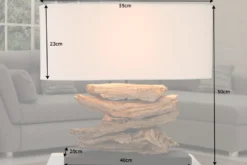 Handgearbeitete Treibholz Lampe RIVERINE 55cm creme Leinenschirm Tischleuchte