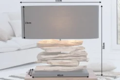 Handgearbeitete Treibholz Lampe RIVERINE 55cm schwarz Leinenschirm Tischleuchte