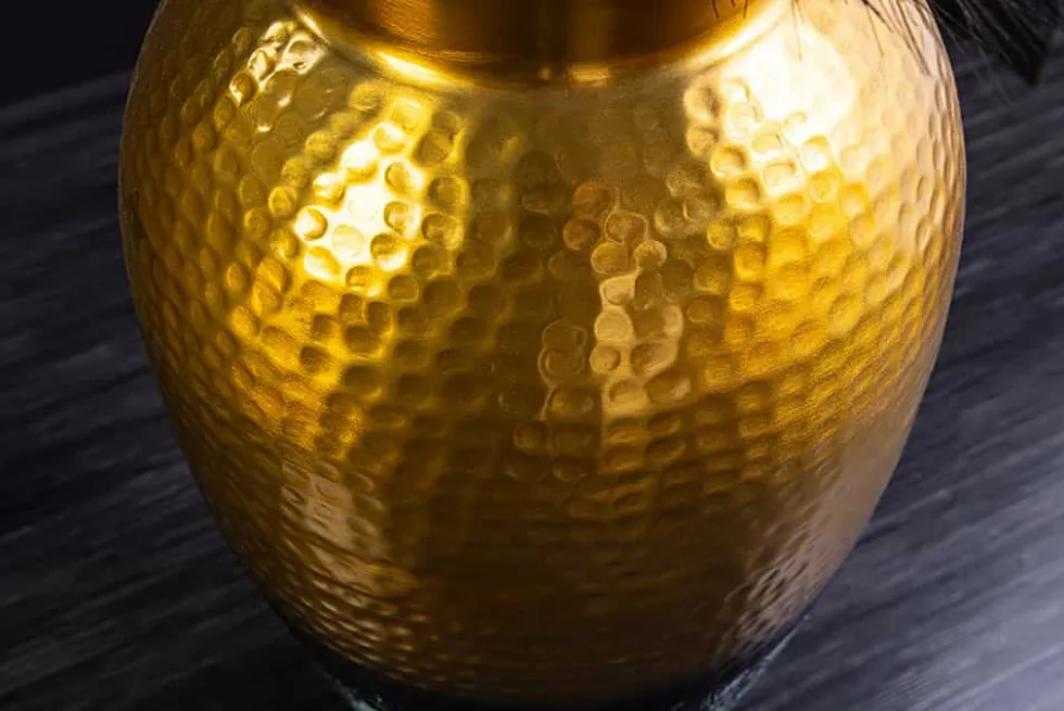 Handgefertigte Deko Vase ORIENT M 50cm gold Metall mit Patina Hammerschlag Design
