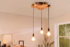 Handgefertigte Hängeleuchte HYPNOTIC 50cm natur Longan Massivholz