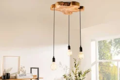 Handgefertigte Hängeleuchte HYPNOTIC 50cm natur Longan Massivholz