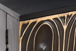 Handgefertigter Barschrank PIAZZA SAN MARCO 140cm grau gold Mangoholz massiv 3D-Design