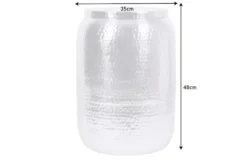 Handgefertigter Beistelltisch ORIENT STORAGE 50cm silber Hammerschlag Design mit Stauraum rund