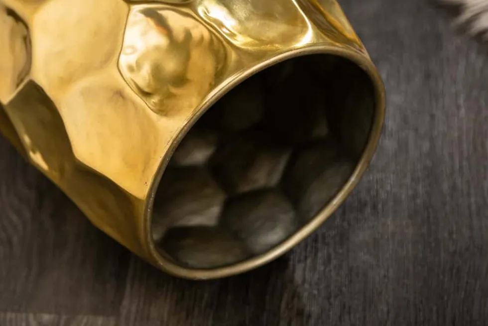Handgefertigter Beistelltisch ORGANIC ORIENT 50cm gold Metall Hammerschlag Design rund