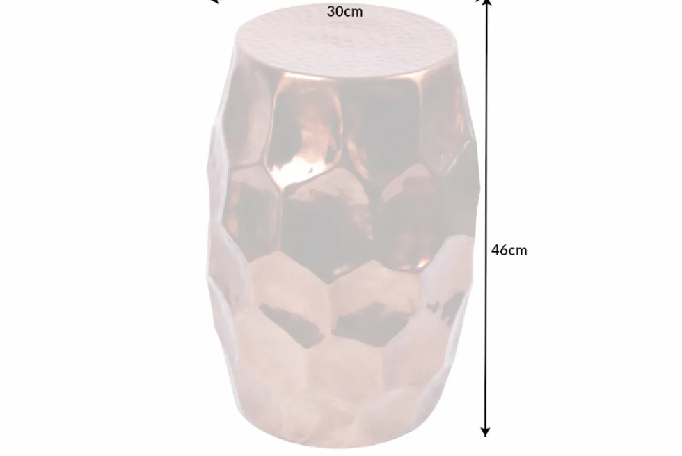 Handgefertigter Beistelltisch ORGANIC ORIENT 50cm kupfer Metall Hammerschlag Design Waben rund