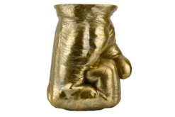 Handgefertigter Beistelltisch FIST 50cm gold runde Tischplatte Faust-Skulptur