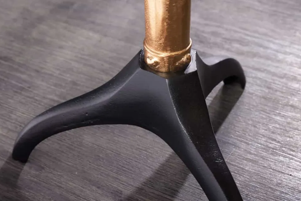 Handgefertigter Beistelltisch OCEAN 75cm gold schwarz Glasplatte Metall maritim rund