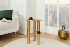 Handgefertigter Beistelltisch ABSTRACT 55cm gold schwarz Metall rund