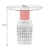 Handgefertigter Bistrotisch LIPSTICK 75cm rot silber runde Tischplatte Glas
