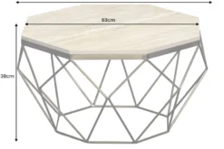 Handgefertigter Couchtisch DIAMOND 70cm beige Travertin messing Eisen