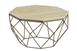 Handgefertigter Couchtisch DIAMOND 70cm beige Travertin messing Eisen