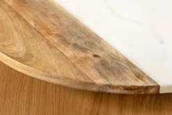 Handgefertigter Drehteller SERVANT 50cm weiß natur Marmor Mangoholz Dekoplatte rund