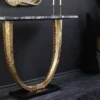 Handgefertigter Konsolentisch OMEGA 80cm schwarz Marmor gold Metall