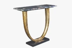 Handgefertigter Konsolentisch OMEGA 80cm schwarz Marmor gold Metall
