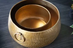 Handgefertigte Schalen 2er Set ORIENT gold Blumentopf im Hammerschlagdesign
